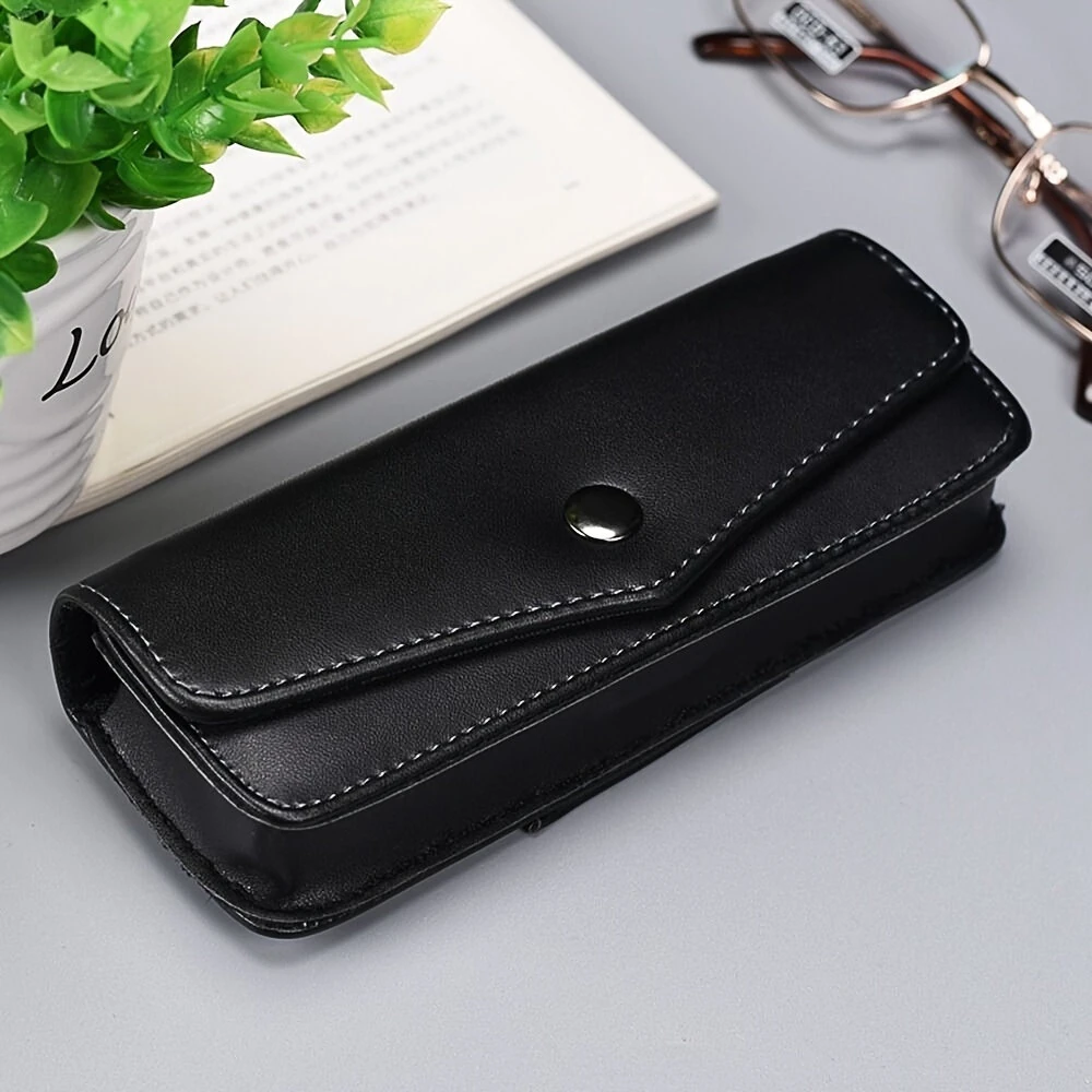 (image for) Hasp Reading Glasses Case Hung On the Belt Leather Waistpack Sunglasses Storage Box for Everyday Use